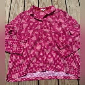 Sonoma Goods For Life Women's Pink Heart Flannel Pajama Shirt Size XL‎